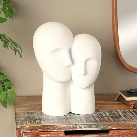 17" White Speckled Head Sculpture